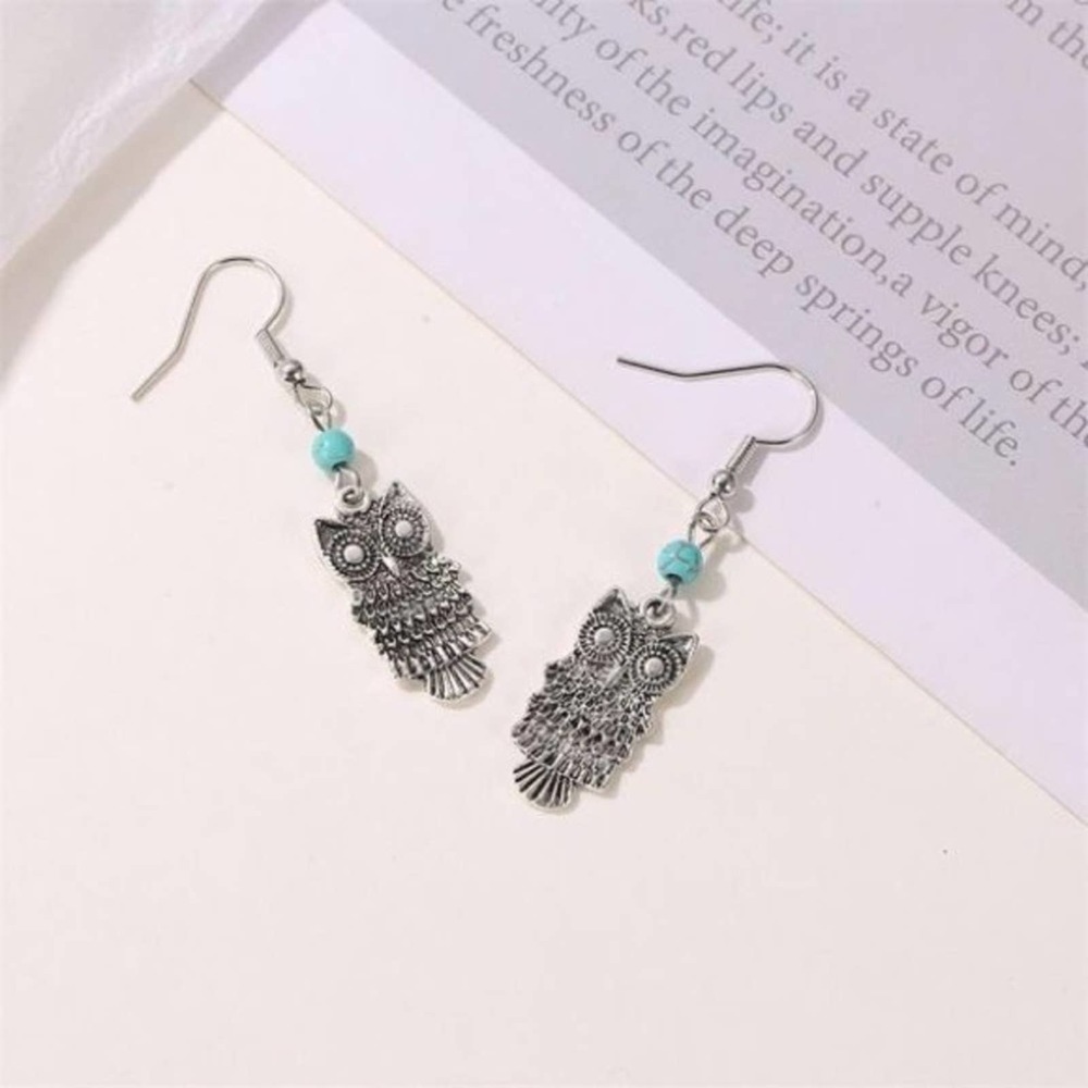 Dainty Detailed Owl Beaded Drop Earrings